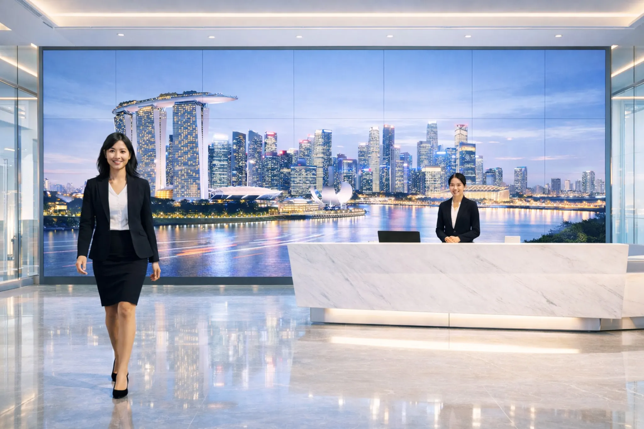 Reception videowall solution in Singapore